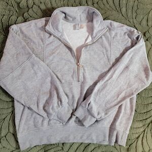 Womens Gray Half-Zip Funnel Sweater